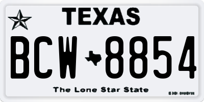 TX license plate BCW8854