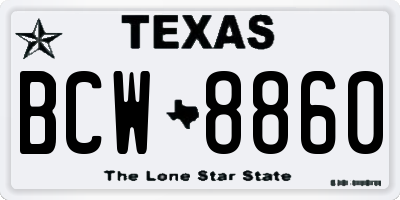 TX license plate BCW8860