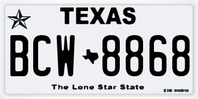 TX license plate BCW8868