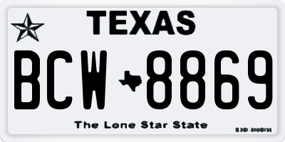 TX license plate BCW8869