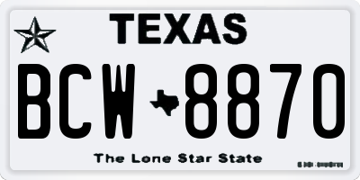TX license plate BCW8870