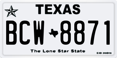 TX license plate BCW8871