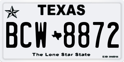 TX license plate BCW8872