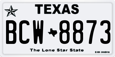 TX license plate BCW8873
