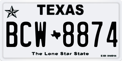 TX license plate BCW8874