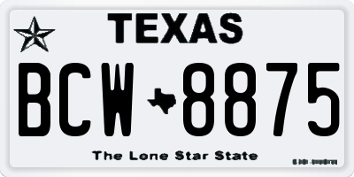 TX license plate BCW8875