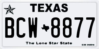 TX license plate BCW8877