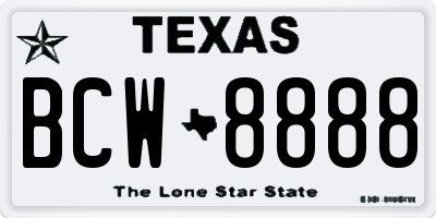 TX license plate BCW8888