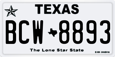 TX license plate BCW8893