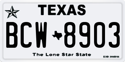 TX license plate BCW8903