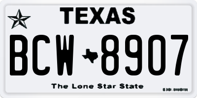 TX license plate BCW8907