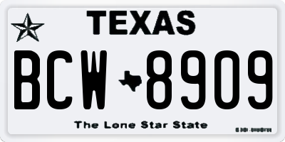 TX license plate BCW8909