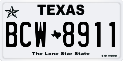 TX license plate BCW8911