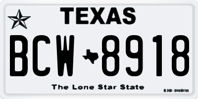 TX license plate BCW8918