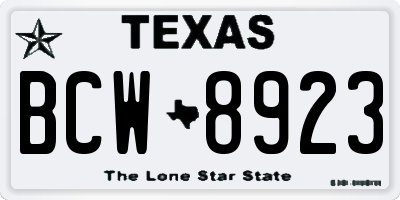 TX license plate BCW8923