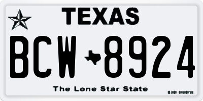 TX license plate BCW8924
