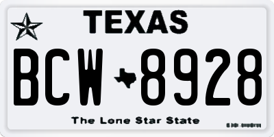 TX license plate BCW8928