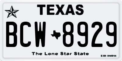 TX license plate BCW8929