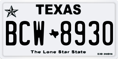 TX license plate BCW8930