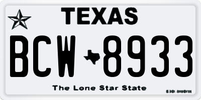 TX license plate BCW8933