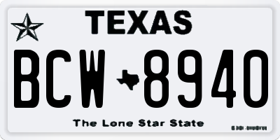 TX license plate BCW8940