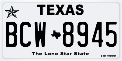 TX license plate BCW8945