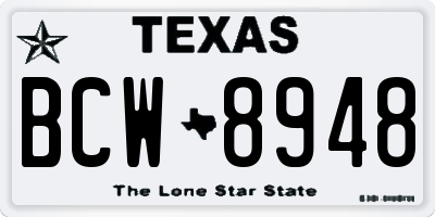 TX license plate BCW8948