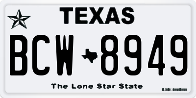 TX license plate BCW8949
