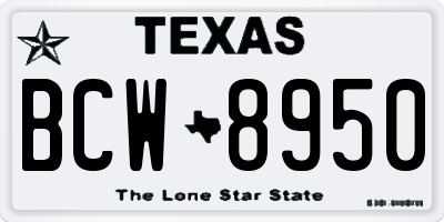 TX license plate BCW8950