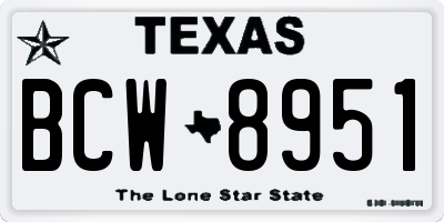 TX license plate BCW8951