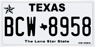TX license plate BCW8958