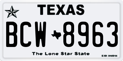 TX license plate BCW8963