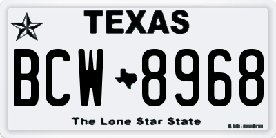 TX license plate BCW8968