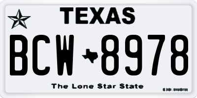 TX license plate BCW8978