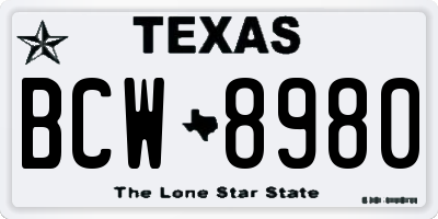 TX license plate BCW8980