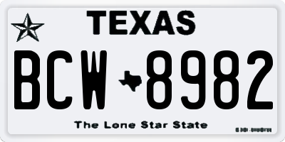TX license plate BCW8982