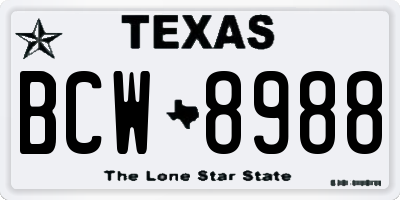 TX license plate BCW8988