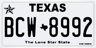 TX license plate BCW8992