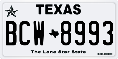 TX license plate BCW8993