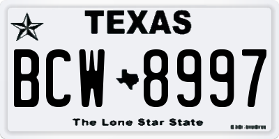 TX license plate BCW8997