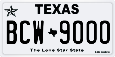 TX license plate BCW9000
