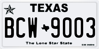 TX license plate BCW9003