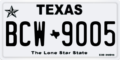 TX license plate BCW9005