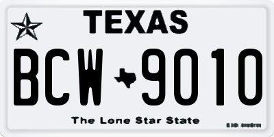 TX license plate BCW9010