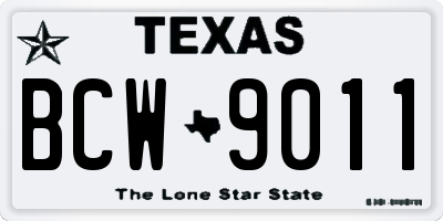 TX license plate BCW9011