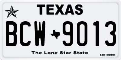 TX license plate BCW9013