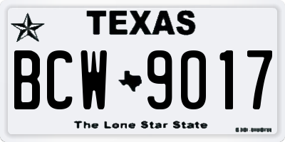 TX license plate BCW9017
