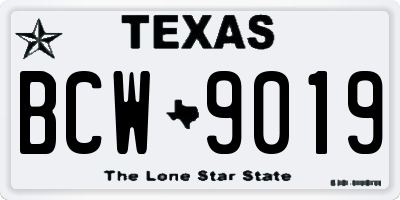 TX license plate BCW9019