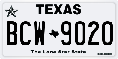 TX license plate BCW9020