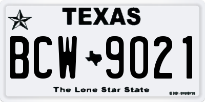 TX license plate BCW9021